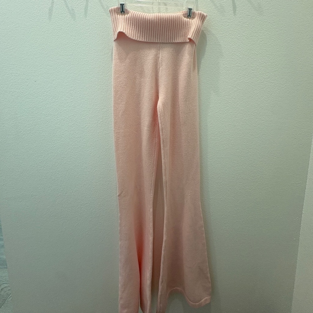 Edikted pink knit flared fold over pants